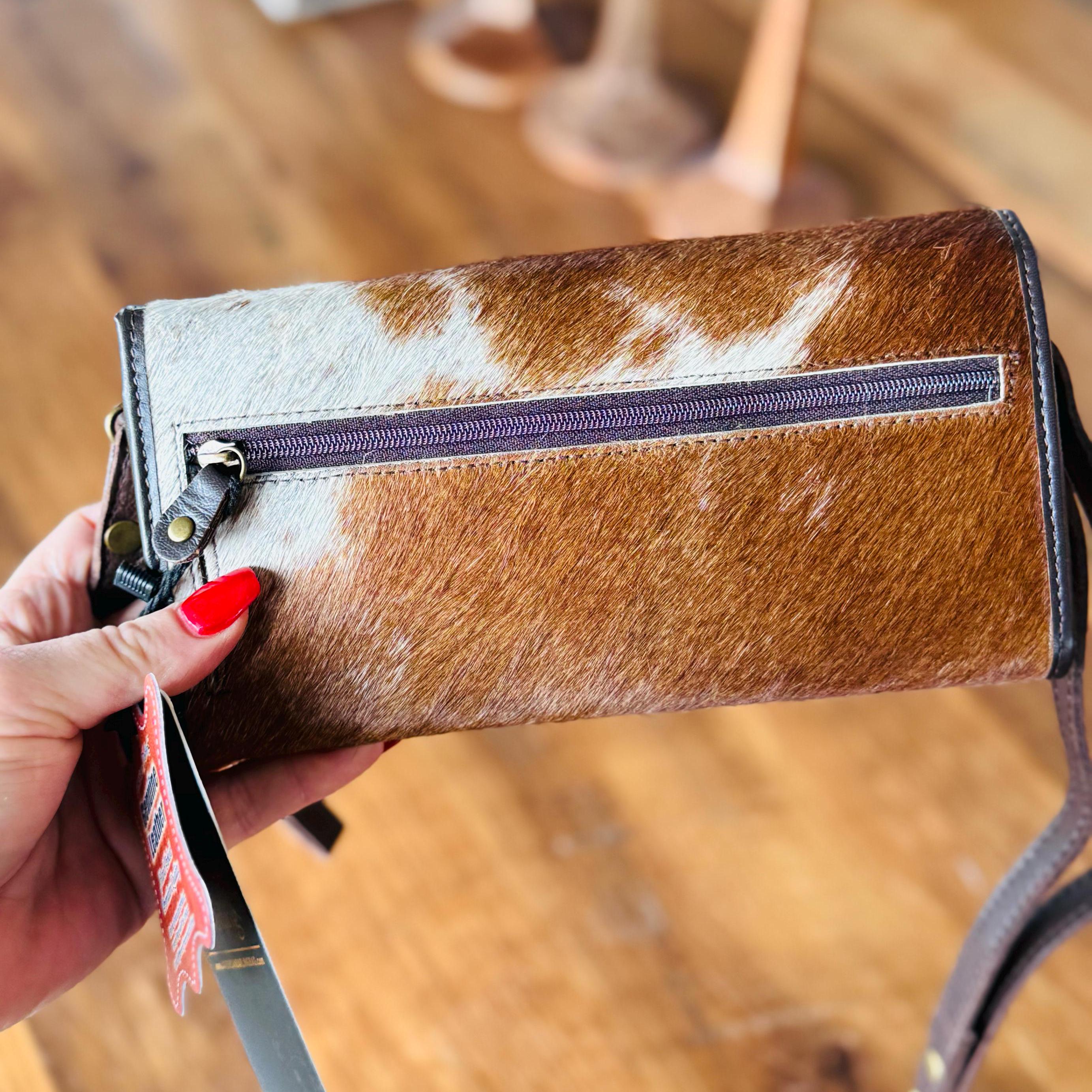 Custom Branded Cowhide Wallet, Women's Western Wallet, Gifts For Mom Farm Brand, Cattle Brand, Name, Initials, Monogram Crossbody Wristlet