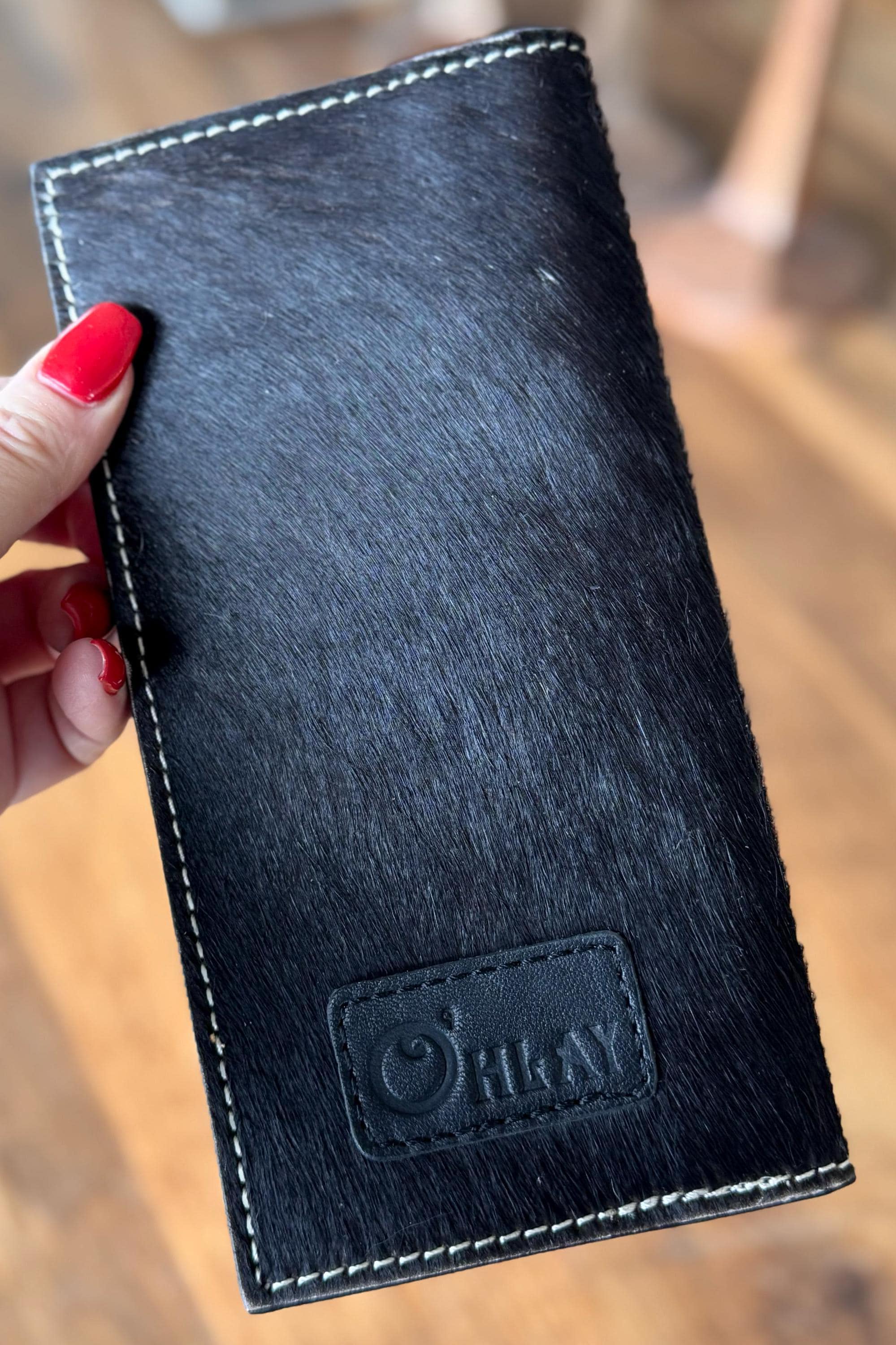 Customizable Tooled Leather & Cowhide Men's Women's Checkbook Style Wallet, We add your Farm Brand, Logo Initials Name Western Wallet