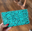 Turquoise Tooled Leather Western Style Wallet Gifts for Her Mothers Day Gift Cowgirl Wallet