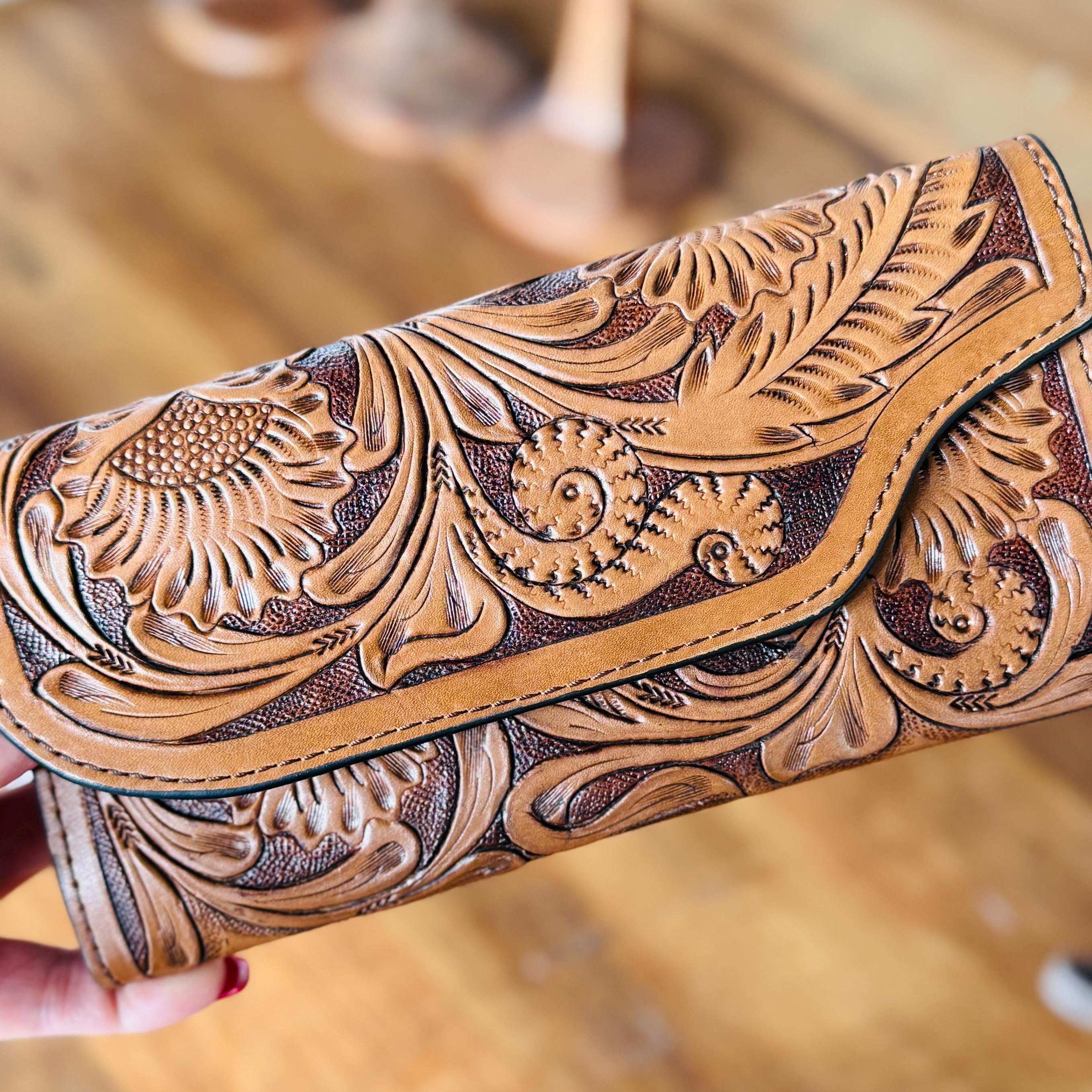 Tooled Leather Western Style Wallet Gifts for Her Mothers Day Gift Cowgirl Wallet Western Wallet Envelope Style