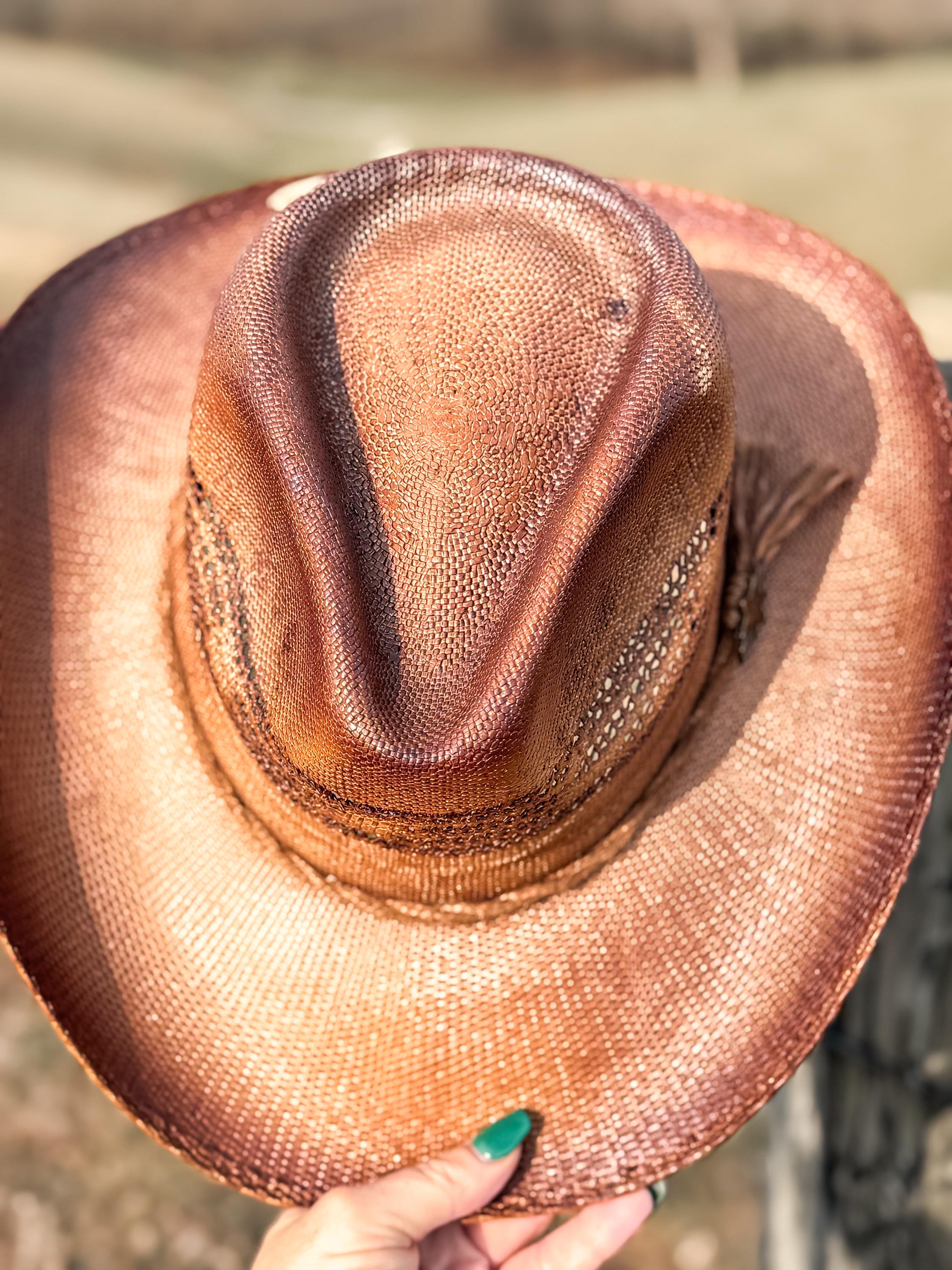 Coastal Cowgirl Summer Straw Hat Cowgirl Hat, Beach Hat, Mens or Women's Straw Palm Hat Spring Break Summer Vacation