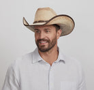 Natural Straw Cowboy Hat with Brick shape Crown, Cowgirl Hat, Custom Hat, Cattleman Style, Turned up Brim Mens Hat Women's Hat Summer Hat