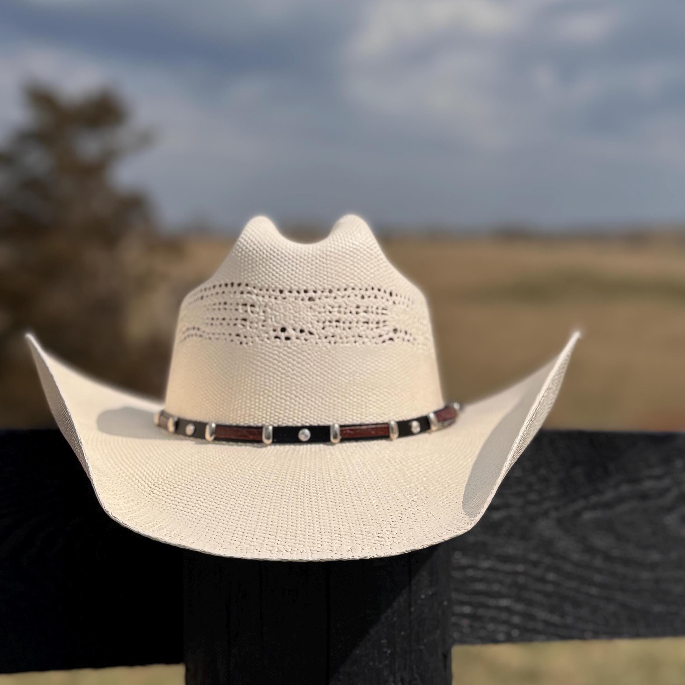 Natural Straw Cowboy Hat with black band, Cowgirl Hat, Custom Hat, Cattleman Style, Turned up Brim Mens Hat Women's Hat Summer Hat
