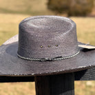 Black Straw Cowboy Hat with black band, Cowgirl Hat, Custom Hat, Cattleman Style, Turned up Brim Mens Hat Women's Hat Summer Hat