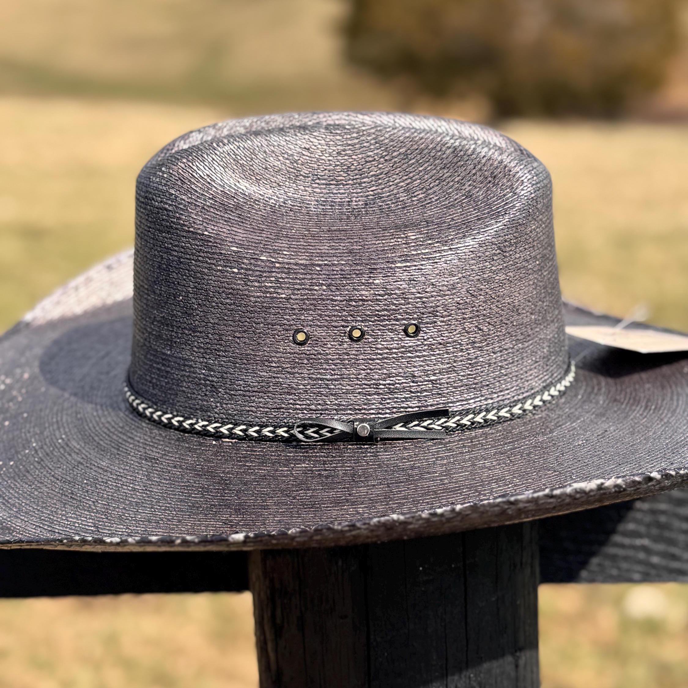 Black Straw Cowboy Hat with black band, Cowgirl Hat, Custom Hat, Cattleman Style, Turned up Brim Mens Hat Women's Hat Summer Hat