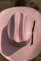Pink Straw Cowboy Hat with black band, Cowgirl Hat, Custom Hat, Cattleman Style, Turned up Brim