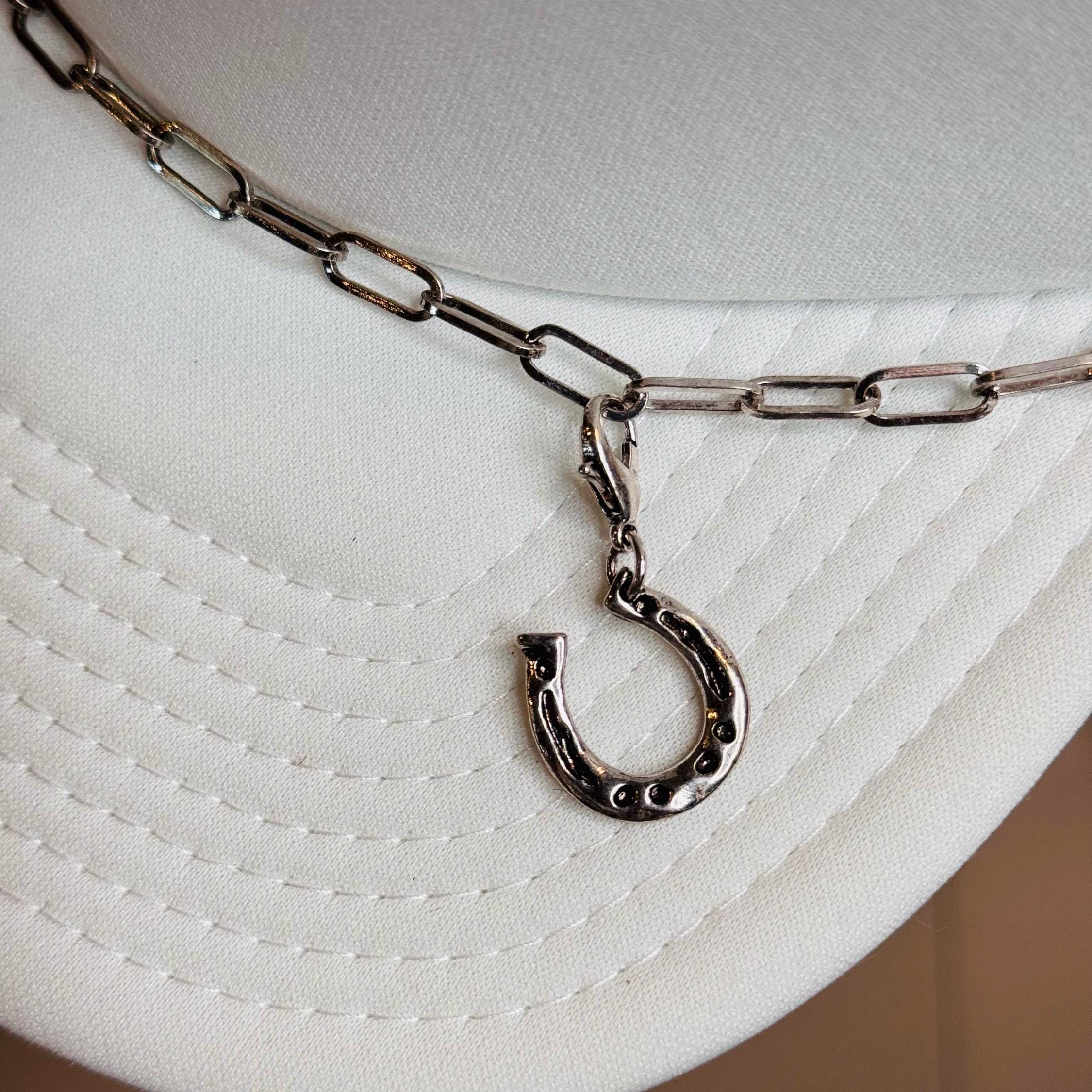Silver Horseshoe, Hat Chain Charm Western Trucker Hat, Chain Decorate Your Own Trucker Hat