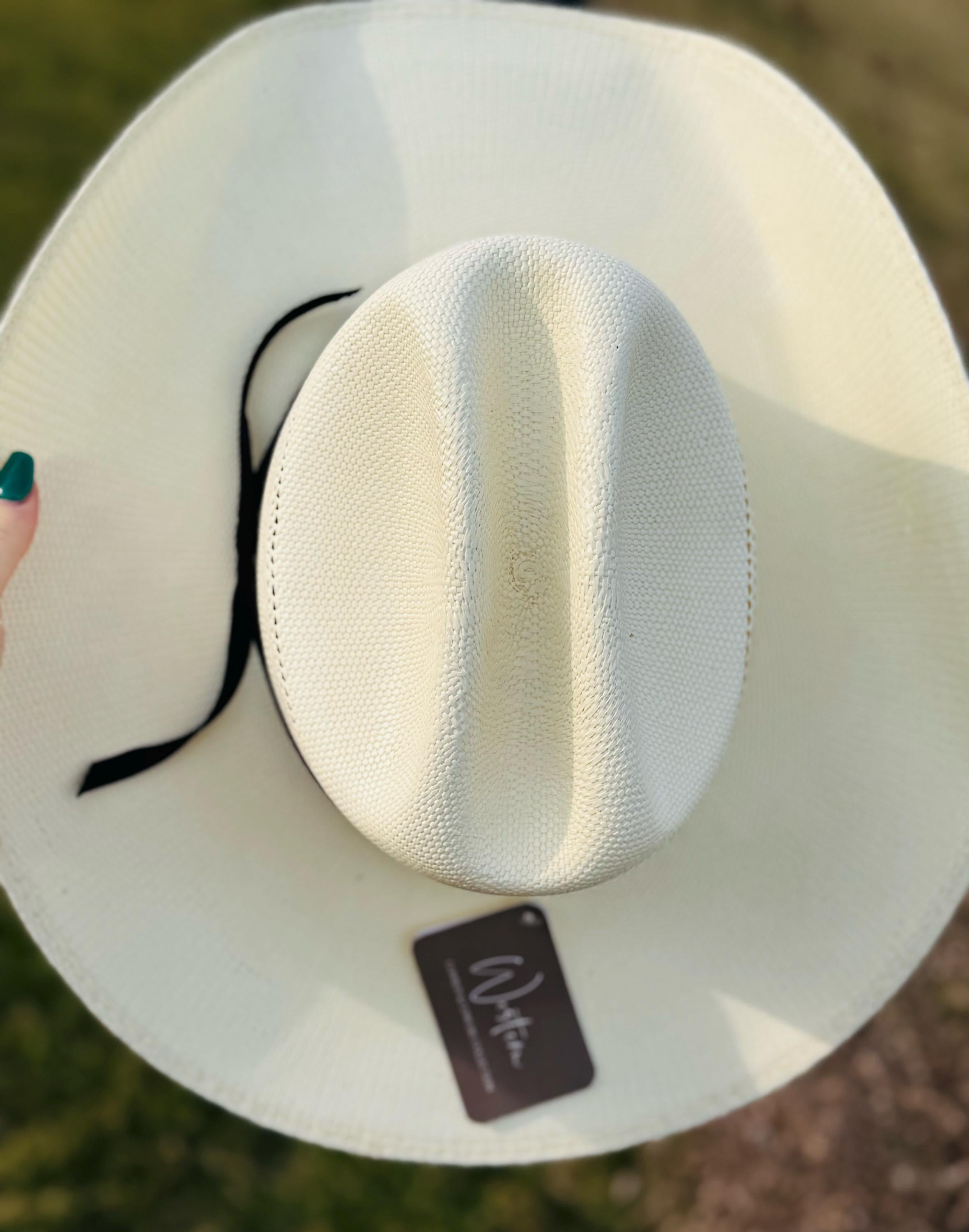 Natural Straw Cowboy Hat with black band, Cowgirl Hat, Custom Hat, Cattleman Style, Turned up Brim Mens Hat Women's Hat Summer Hat