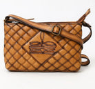 Handmade Genuine Leather Quilted Crossbody Bag, Fair Trade Sustainable Western Purse, Vintage Bootstitch Cowgirl Handbag