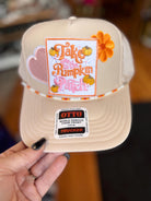 Take Me to the Pumpkin Patch Trucker Hat – Fall Festival Foam Front Snapback Cap with Retro Patch & Beaded Detail