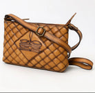 Handmade Genuine Leather Quilted Crossbody Bag, Fair Trade Sustainable Western Purse, Vintage Bootstitch Cowgirl Handbag