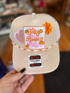 Take Me to the Pumpkin Patch Trucker Hat – Fall Festival Foam Front Snapback Cap with Retro Patch & Beaded Detail