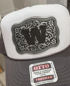 Western Belt Buckle Style Initial Silver Leather Patch