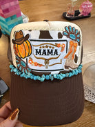 Fall Western Mama Hat | Cowboy Boot | Turquoise Beaded Trucker | Patch Hat | Western Trucker Hatl | Handmade