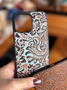 Embossed Leather iPhone 16 Pro Max Case – Brown or Turquoise
