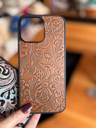 Embossed Leather iPhone 16 Pro Max Case – Brown or Turquoise