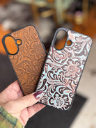 Embossed Leather iPhone 16 Case – Brown or Turquoise