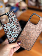 Embossed Leather iPhone 16 Pro Max Case – Brown or Turquoise