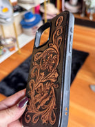 Black and Brown Tooled Leather Western iPhone 16 Pro Max Case