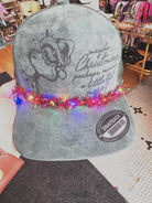 Green Suede “Maybe Christmas” Trucker Hat with Light-Up Garland Chain