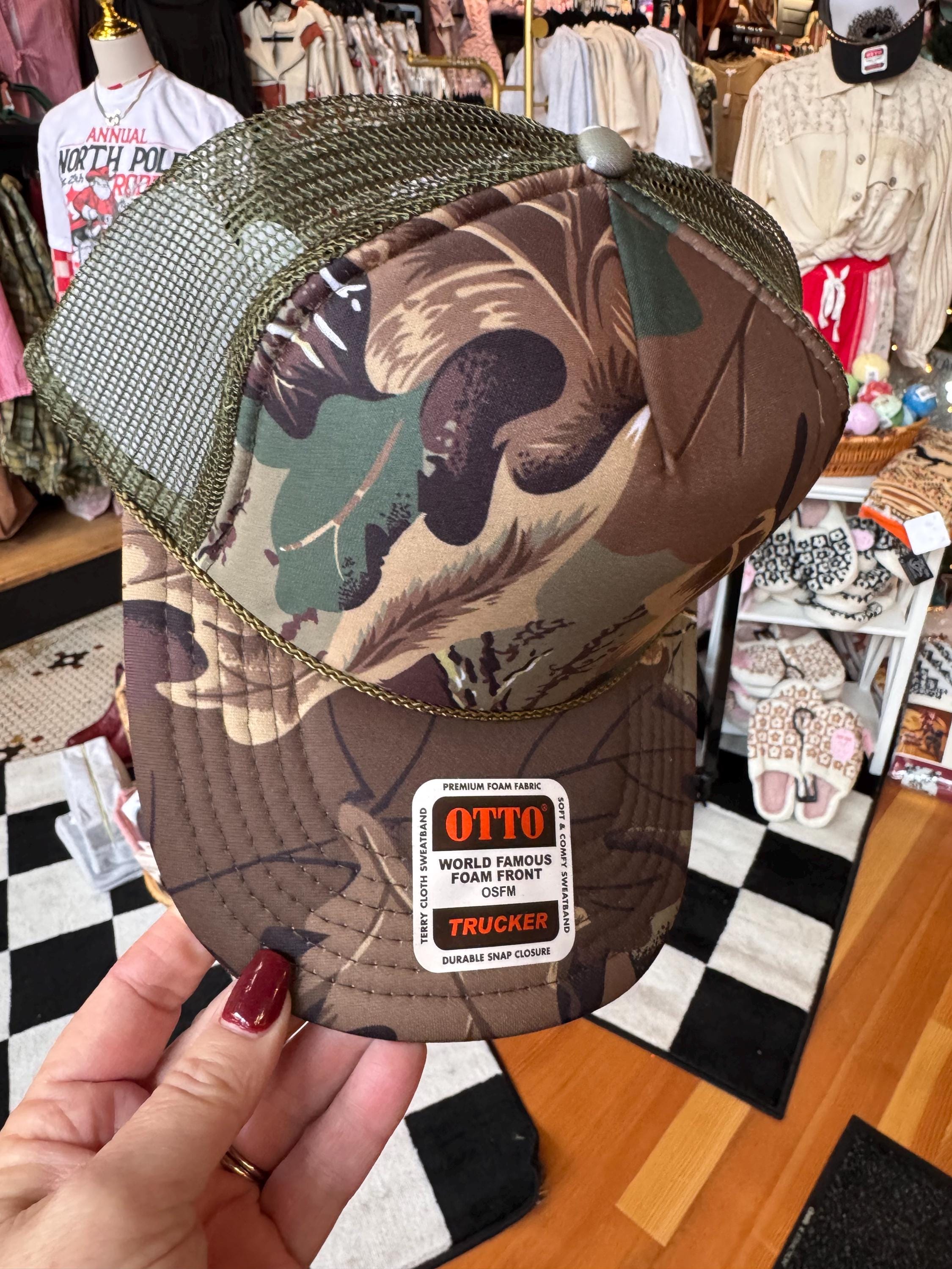Camouflage Otto Blank Trucker Hat, DIY for Patches, Camo Hat, Mesh Snapback