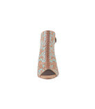 Turquoise Tooled Leather Wedge Sandals: Western Dress Shoes