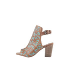 Turquoise Tooled Leather Wedge Sandals: Western Dress Shoes