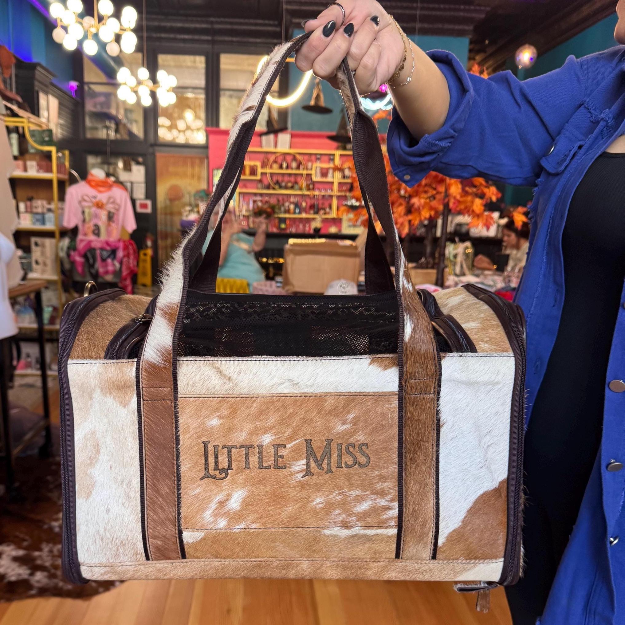 Custom Cowhide & Leather Pet Carrier