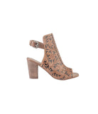 Brown & Black Tooled Leather Wedge Sandals: Western Dress Shoes