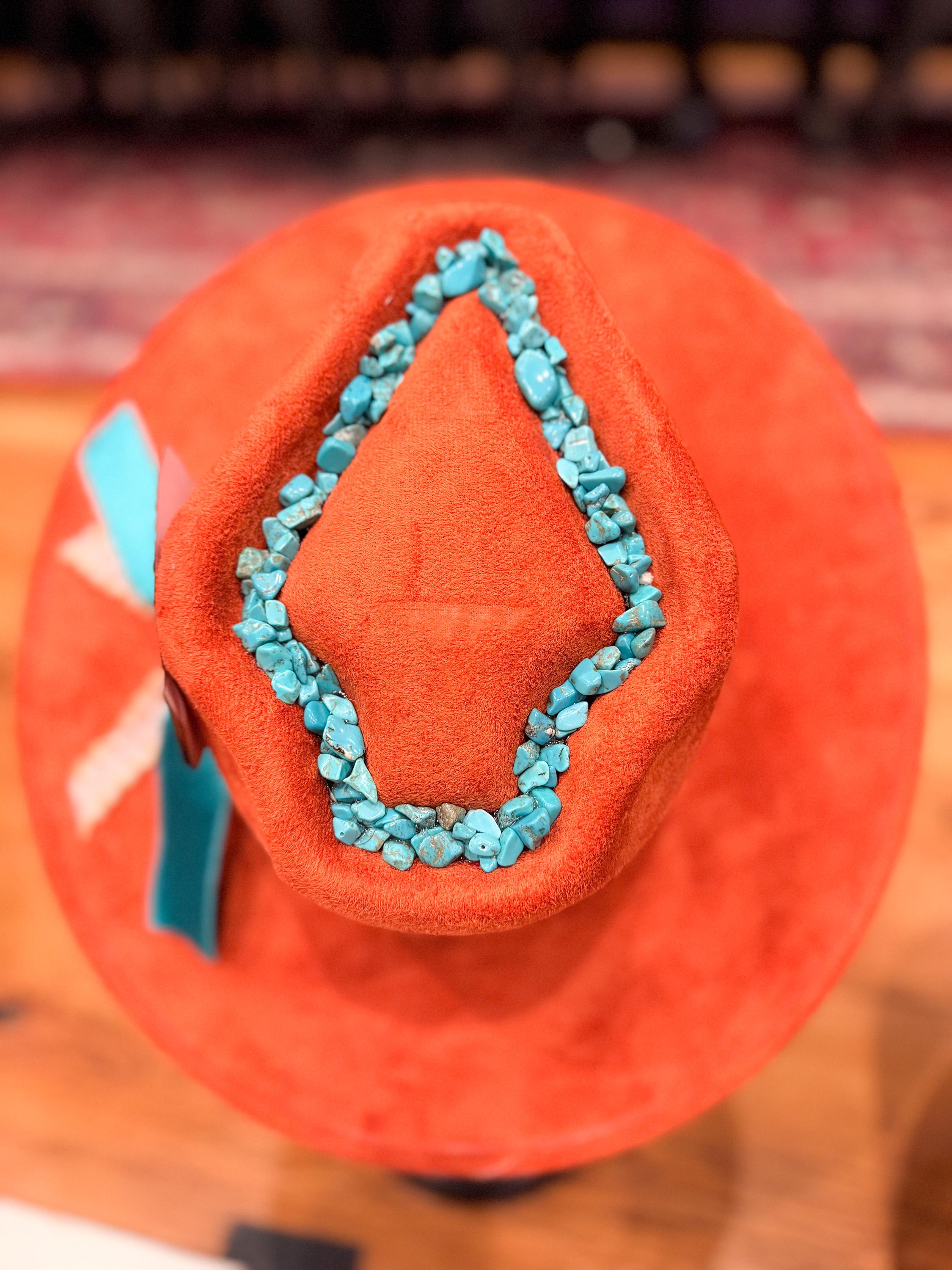 Copperhead Road Custom Western Hat with Turquoise Stones