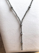 Sterling Silver Graduated Pearl Lariat Necklace