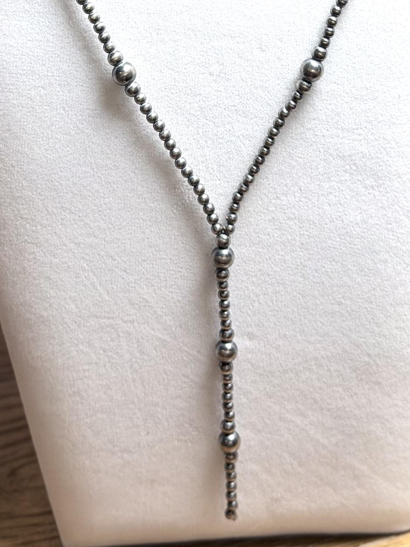 Sterling Silver Graduated Pearl Lariat Necklace