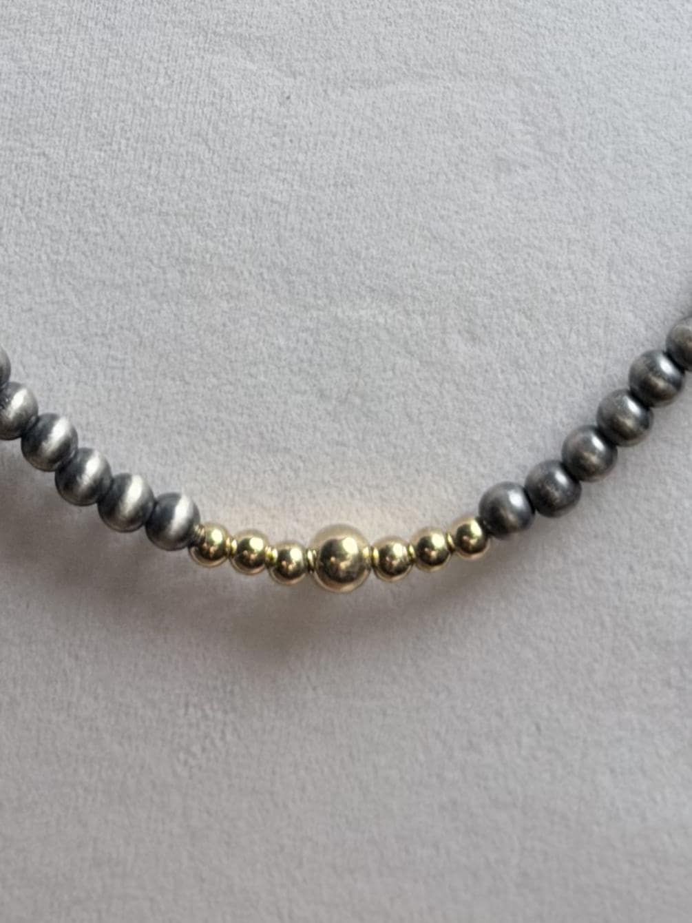 Sterling Silver & 14k Gold Graduated Pearl Necklace