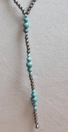 Sterling Silver & Sonoran Turquoise Graduated Pearl Lariat Necklace