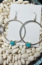 Sterling Silver Kingman Turquoise Star Hoop Earrings