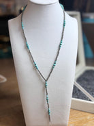 Sterling Silver & Sonoran Turquoise Graduated Pearl Lariat Necklace