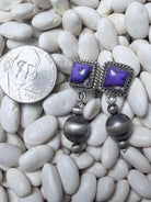 Sterling Silver Violet Rose Turquoise & Pearl Drop Earrings