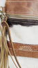 Custom Branded Cowhide & Tooled Leather Sunflowers Western style fringe Crossbody Purse we add your Initials Monogram name Farm or Cow Brand