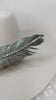 Hand Painted Rhinestone Glitter Turquoise Hat Feather Accessory Cowgirl Hat Decoration