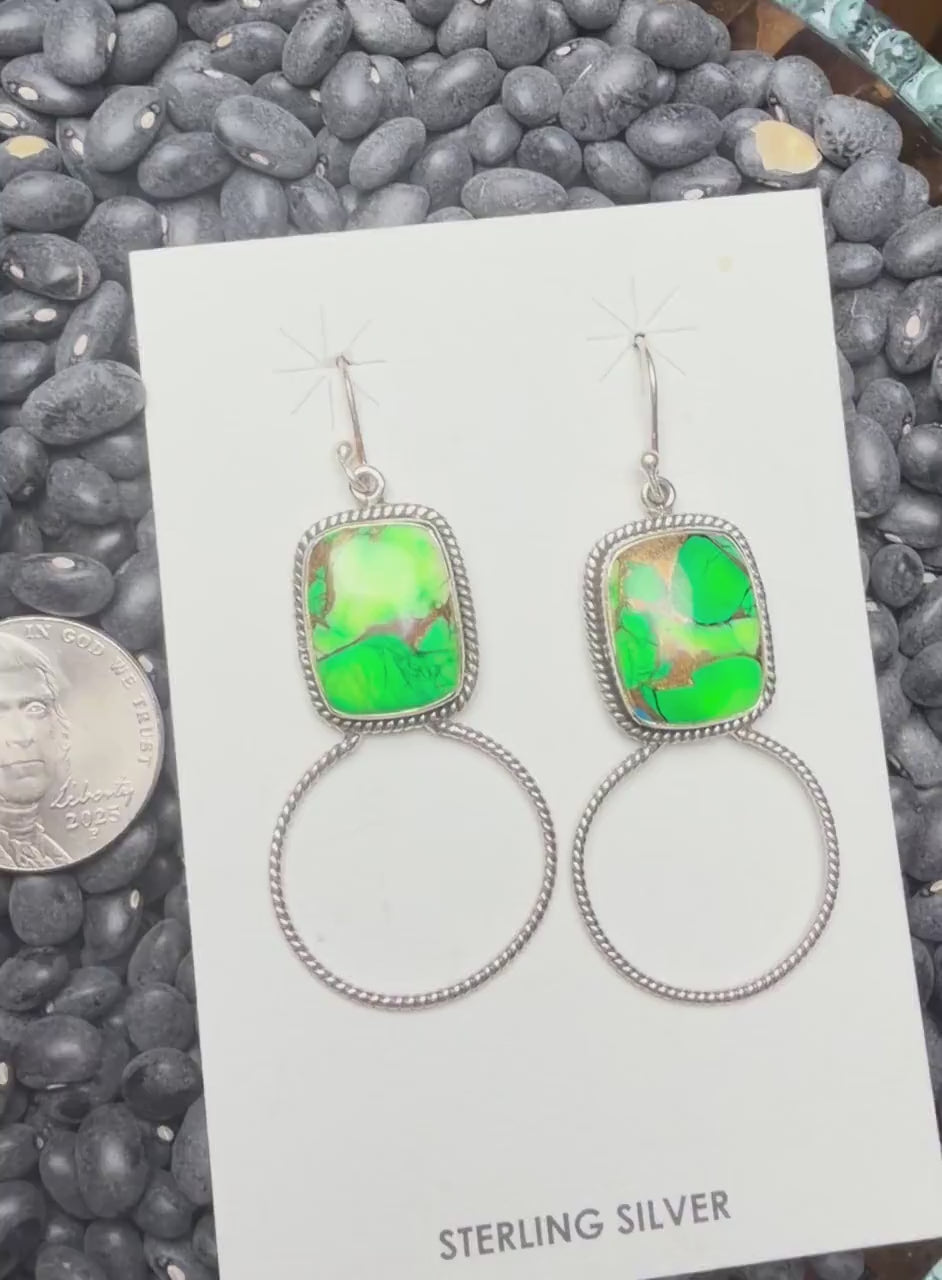 Handmade Sterling Silver Peacock Turquoise Earrings