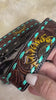 Hand Tooled Turquoise & Sunflower Western style Leather Dog Collar Farm Dog Cattle Dog