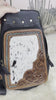 Custom Branded Black and White Cowhide Turquoise Tooled Leather Sling Bag, Crossbody Bag, Farm Brand, Name, Initials, Personalized Gift