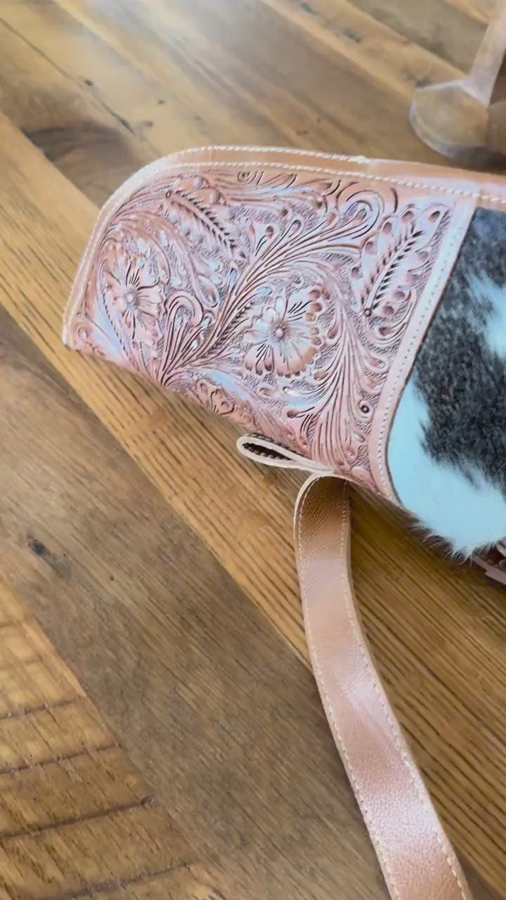 Custom Branded Cowhide & Tooled Leather Western Shotgun/Rifle padded Case Farm Brand Cow Brand Initials Personalized Men’s Women's Gift