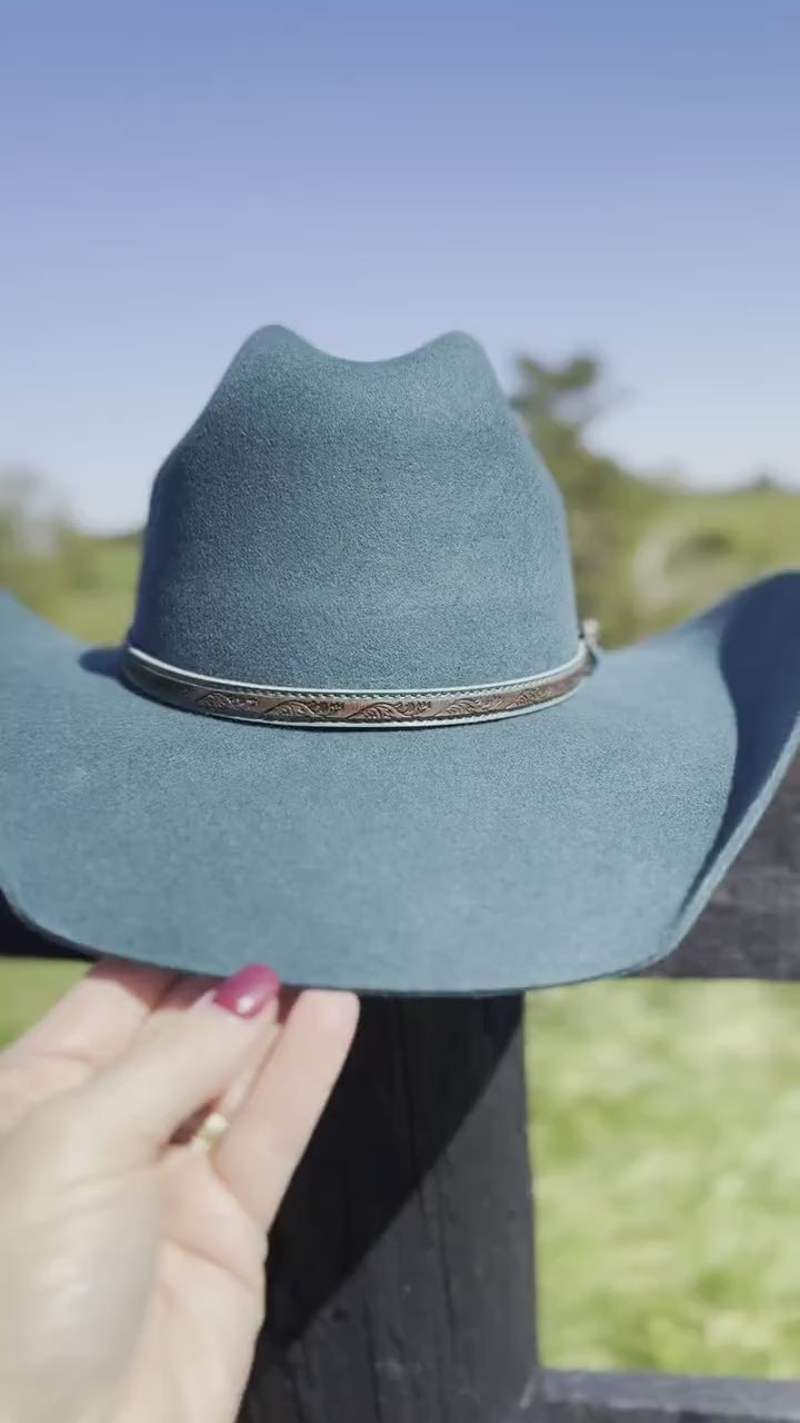 Western Cattleman style Wool Hat in Turquoise Cowboy Hat Cowgirl Hat