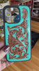 Turquoise Tooled Leather Western iPhone 16 Pro Case