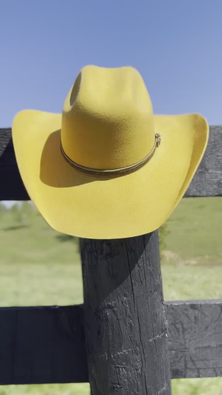 Western Cattleman style Wool Hat in Mustard Cowboy Hat Cowgirl Hat