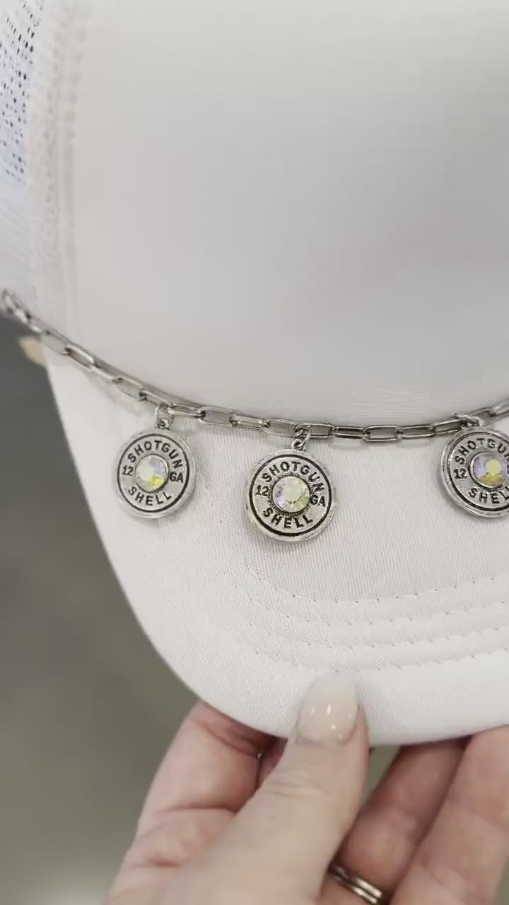 Silver With Rhinestone Shotgun Shell Hat Chain Trucker Hat Chain Western Trucker Hat Chain Decorate Your Own Trucker Hat