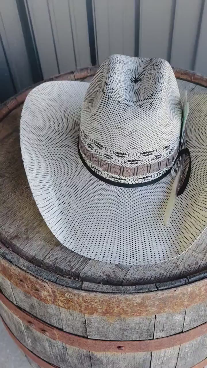 Men’s Women's Straw Cowboy Hat with Turkey Feather & Burned Card, Cowgirl Hat, Decorated Hat, Custom Hat, Hat Card, Hat Feather, Tan Hat