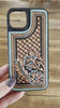 Turquoise Tooled Leather Western Phone Case, Phone Accessory, Phone cover for iPhone 14