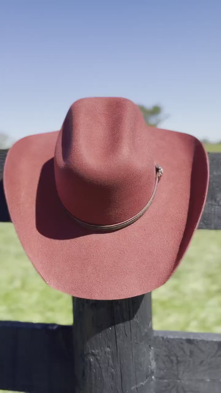 Western Cattleman style Wool Hat in Red Cowboy Hat Cowgirl Hat